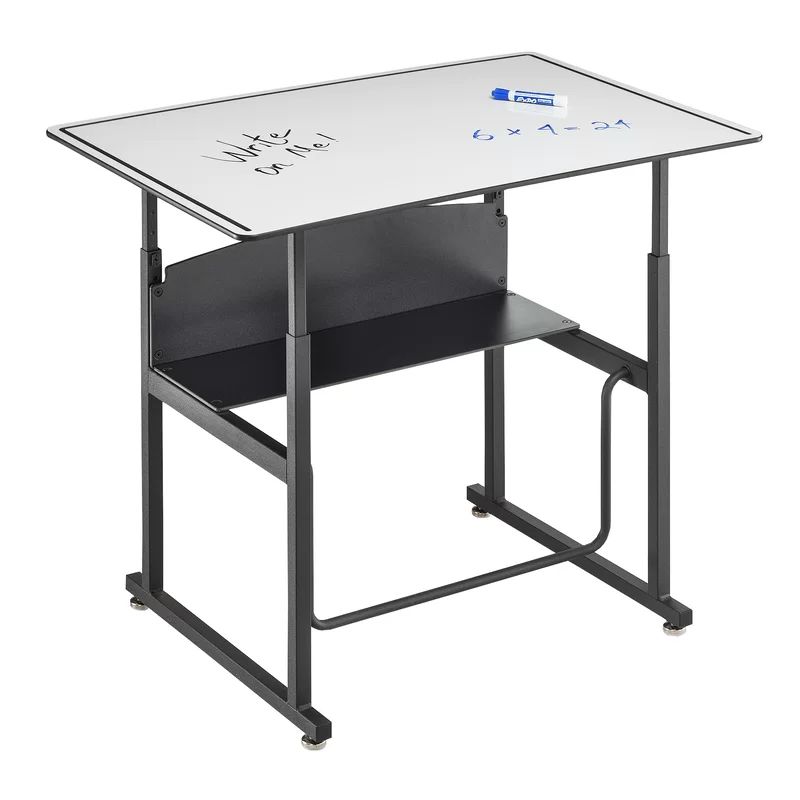ErgoActive 36" Black Steel Adjustable Height Desk with Dry Erase Top