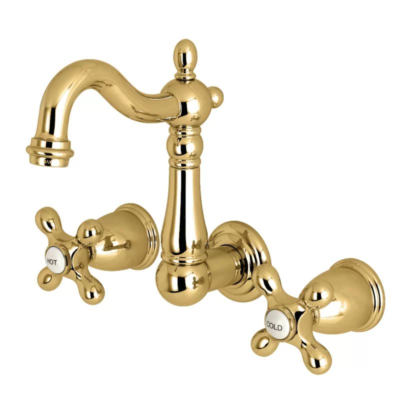 Heritage Polished Brass Wall Mounted Bathroom Faucet