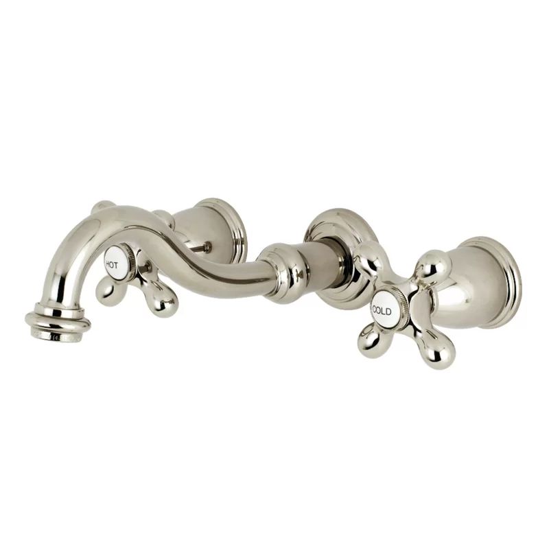 Elegant 8-Inch Brushed Nickel Traditional Wall Mount Bathroom Faucet