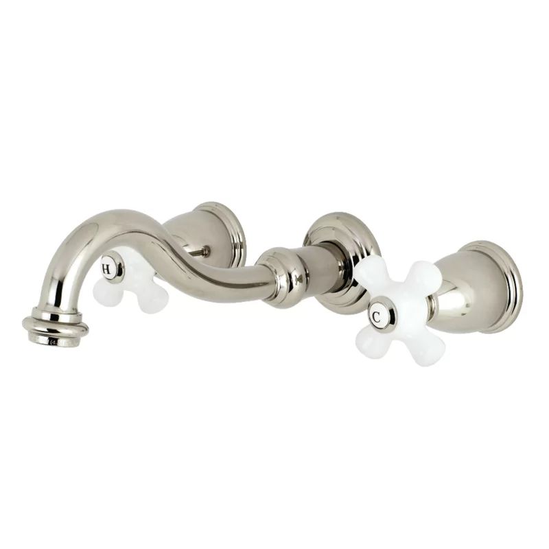 Early 20th Century Inspired Polished Nickel Wall Mount Bathroom Faucet