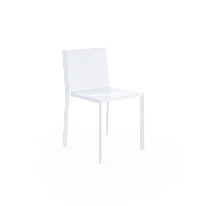 Quartz White Matte Polyamide Armless Dining Chair with Cushions