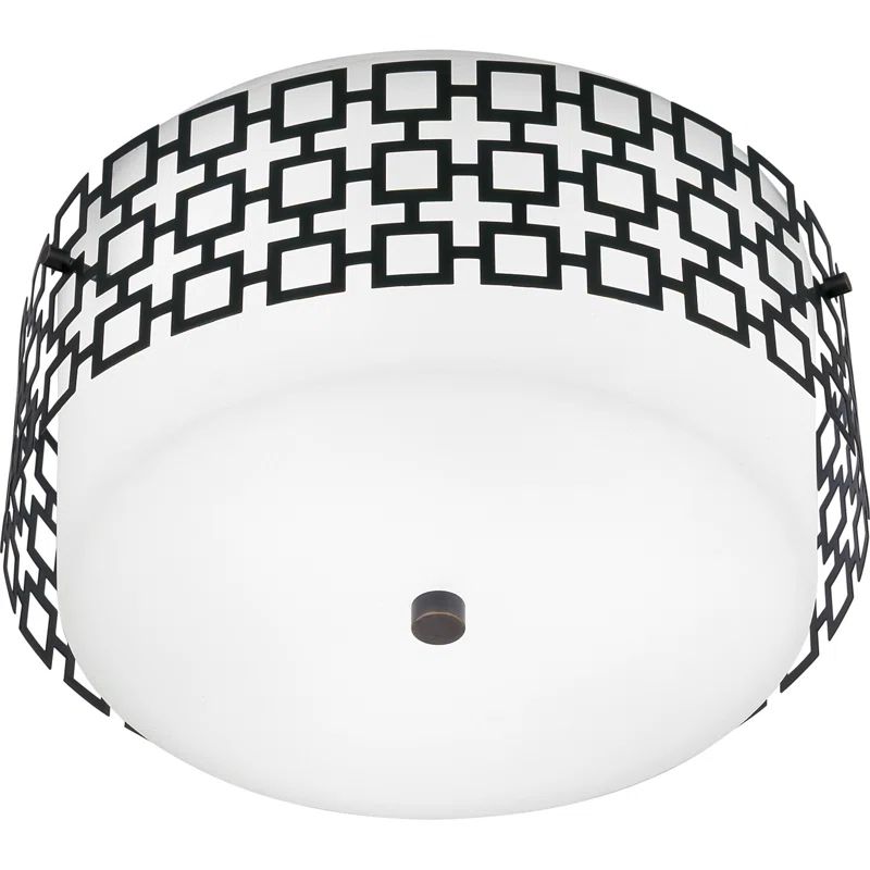 Elegant Deep Patina Bronze Drum Flush Mount with Frosted White Glass