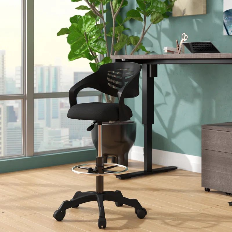 Black Mesh High Back Swivel Drafting Chair