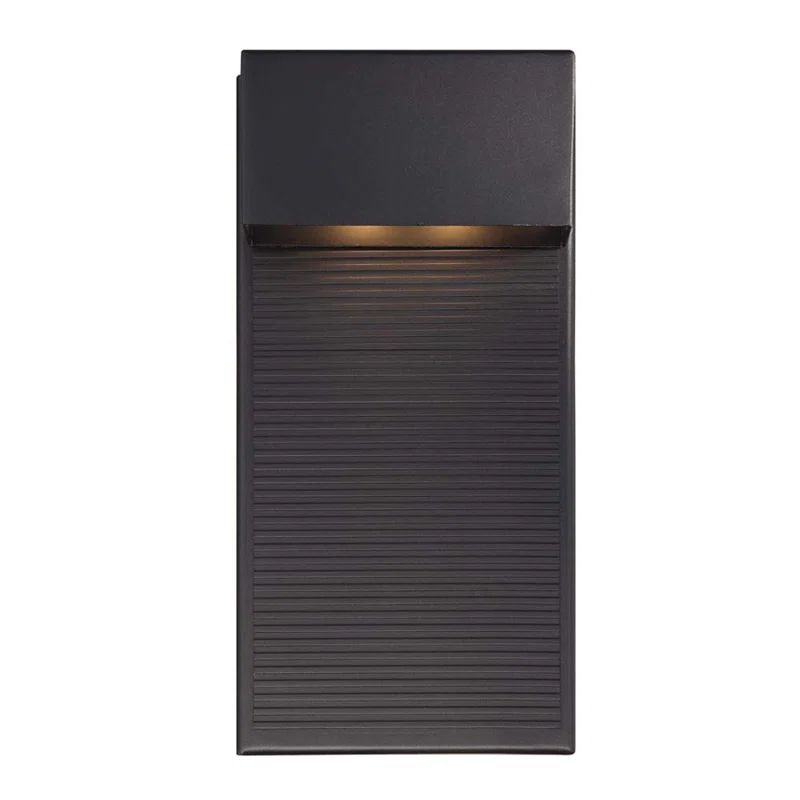 Hiline 12" Black Etched Glass LED Outdoor Wall Light