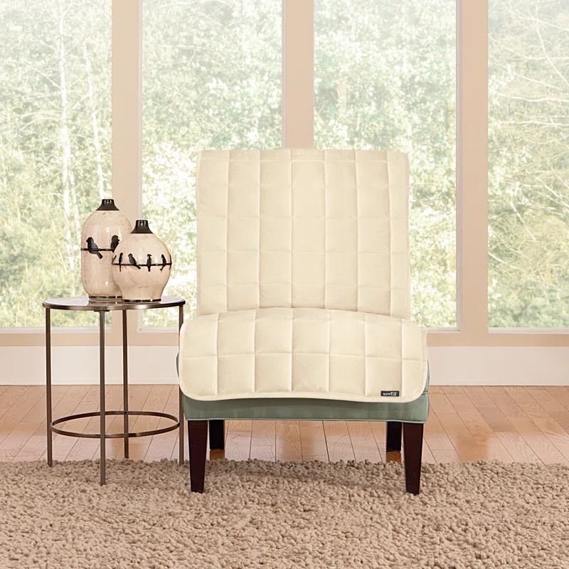 Deluxe Ivory Quilted Armless Chair Furniture Protector