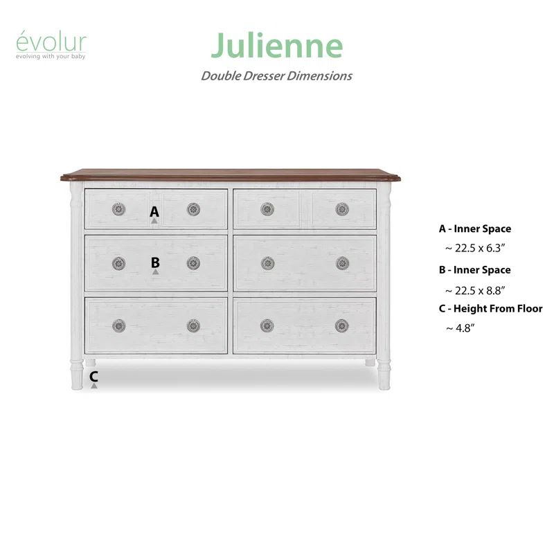 Julienne Artisan 6-Drawer Double Dresser in Toffee and Brush White