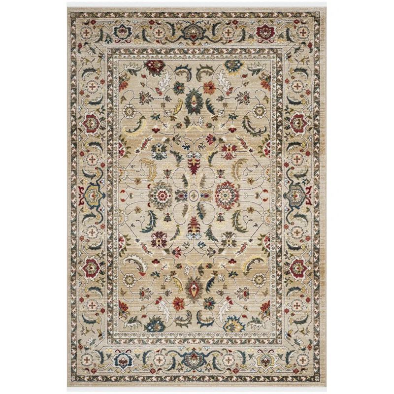 Ivory Synthetic Hand-knotted 6' x 9' Rectangular Rug