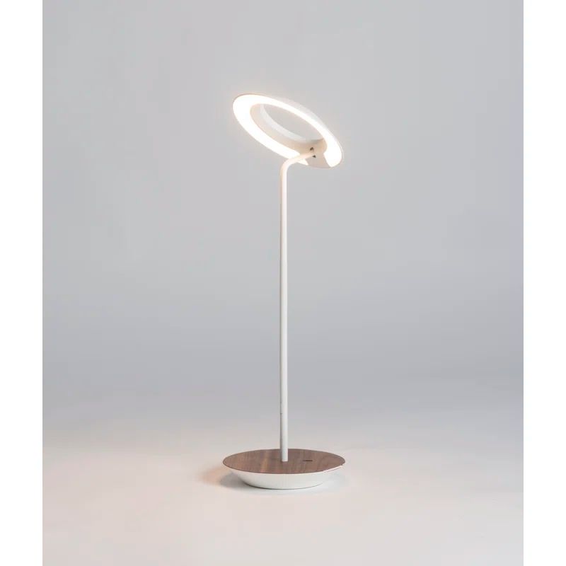 Matte White and Walnut Adjustable LED Desk Lamp