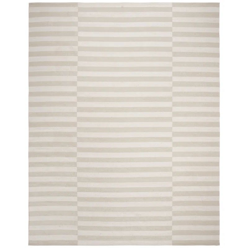 Alabaster Stripe Handmade Cotton Area Rug, 9' x 12'