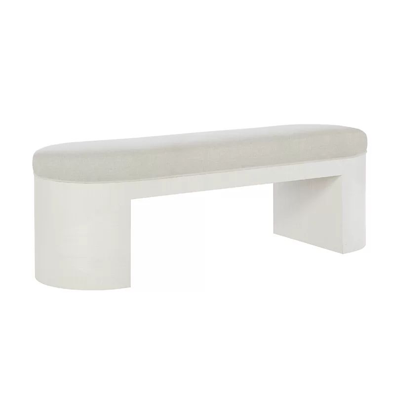 Elegant Cream Polyester 56" Transitional Upholstered Bench
