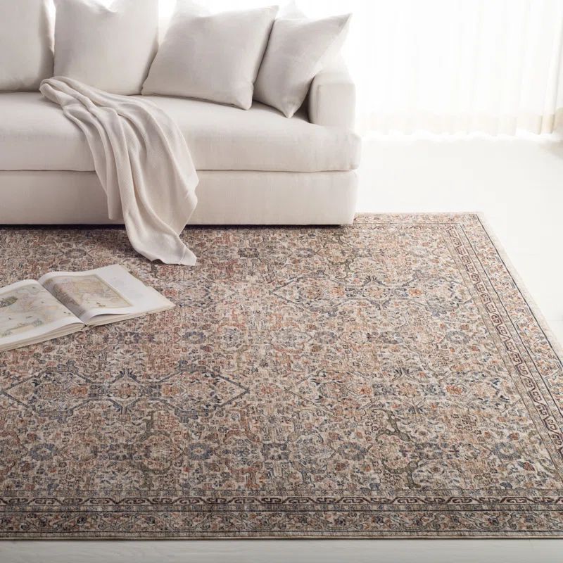 Hand-Knotted Ivory Synthetic 8'9" x 11'10" Stain-Resistant Area Rug