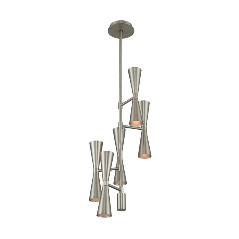 Milo 10-Light Satin Nickel Mid-Century Modern Chandelier