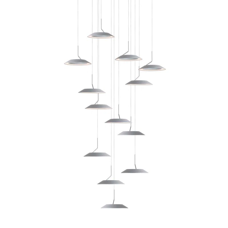 Royyo Matte Black and Silver 13-Light LED Circular Pendant