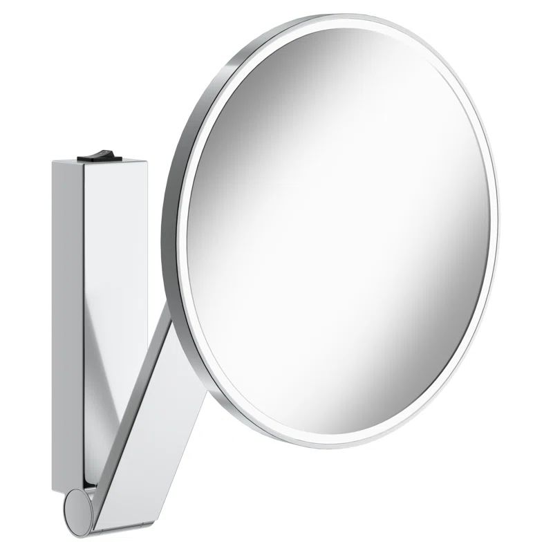 Contemporary Stainless Steel 12.5" Circular Magnifying Wall Mirror
