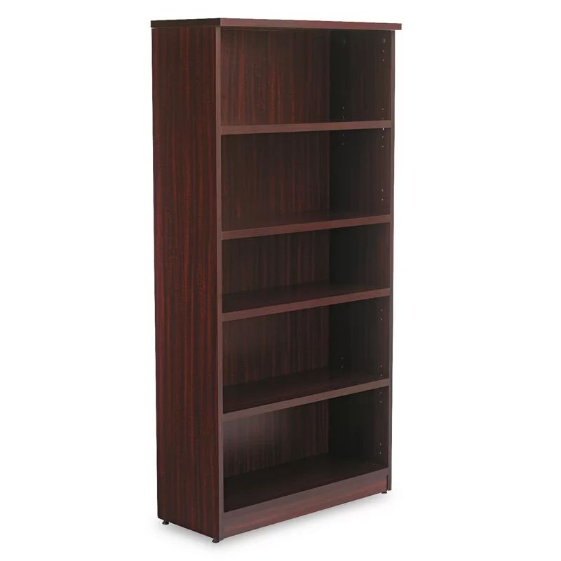 Valencia Adjustable Mahogany Woodgrain 5-Shelf Bookcase