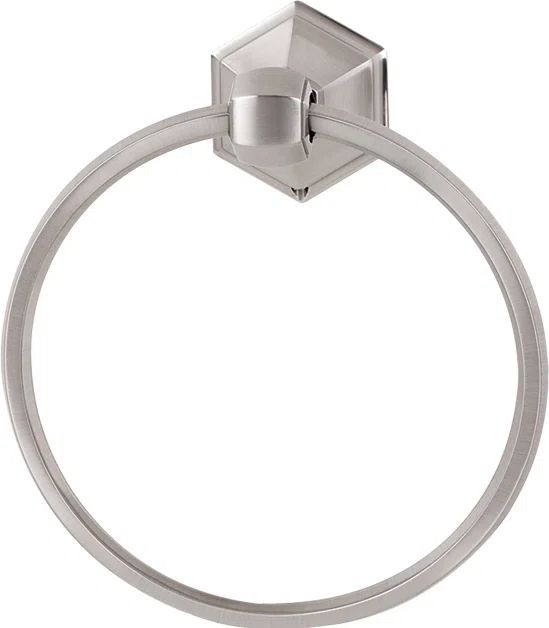 Polished Nickel Modern Towel Ring with Geometric Mount
