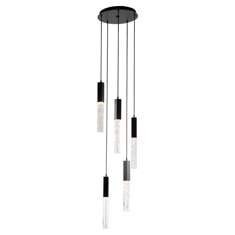 Axis 27'' Matte Black Modern LED Island Pendant with Artisan Glass