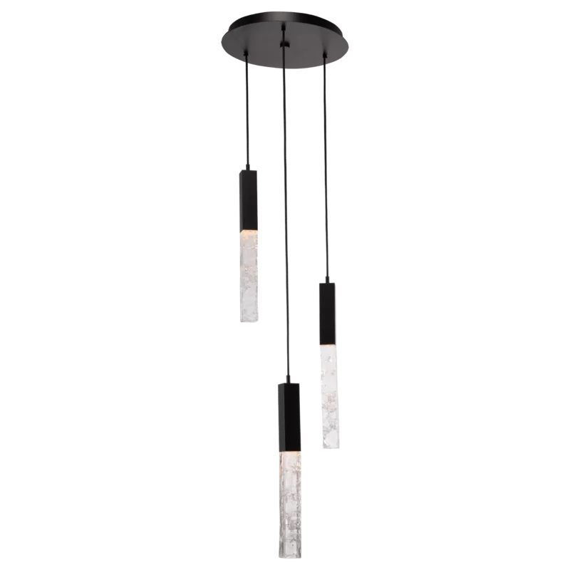 Axis 27'' Matte Black LED Cluster Pendant with Artisan Glass