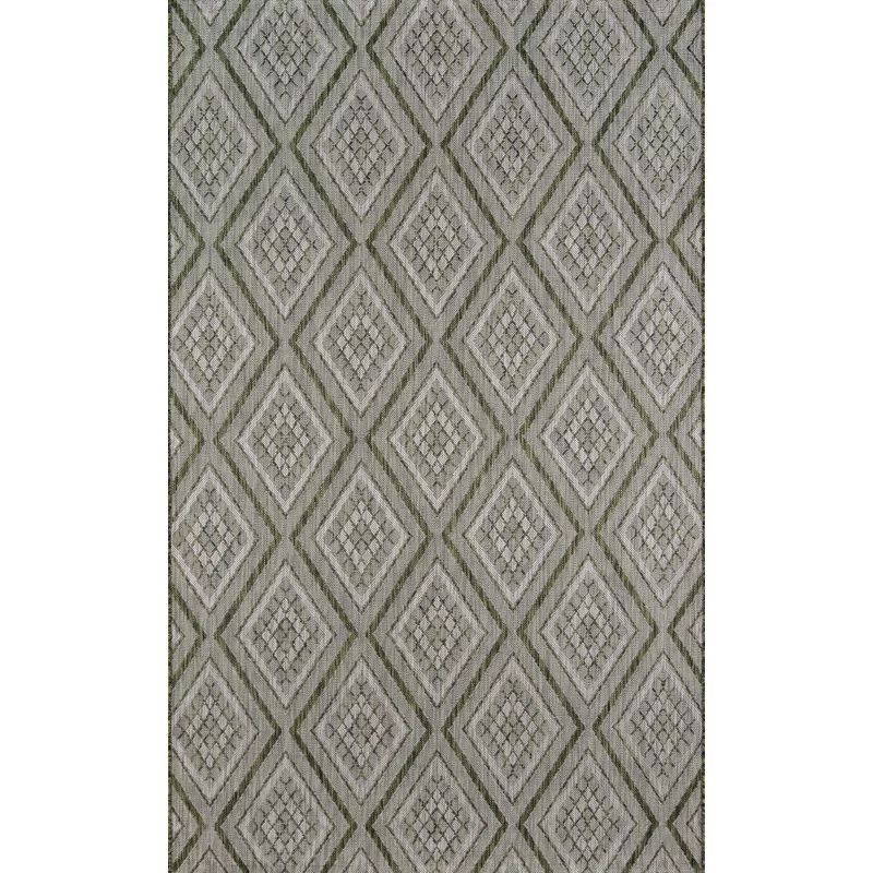 Chic Geometric Green Outdoor Rug, 3'3" x 5', Easy Care