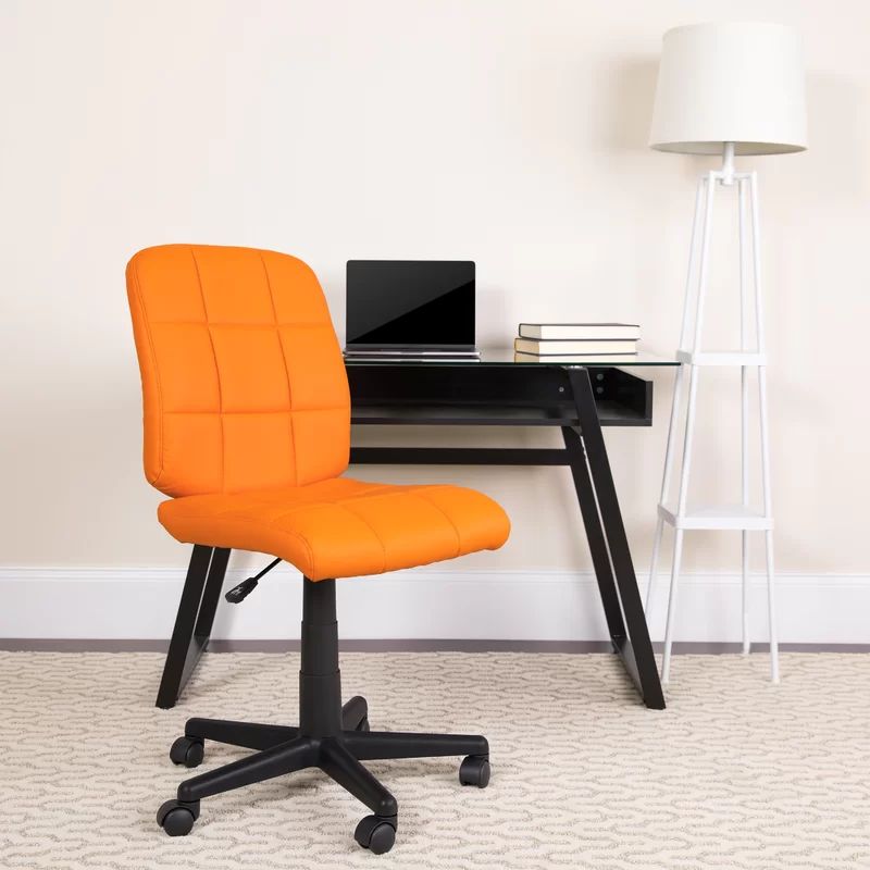 Ergonomic Mid-Back Orange Vinyl Swivel Task Chair