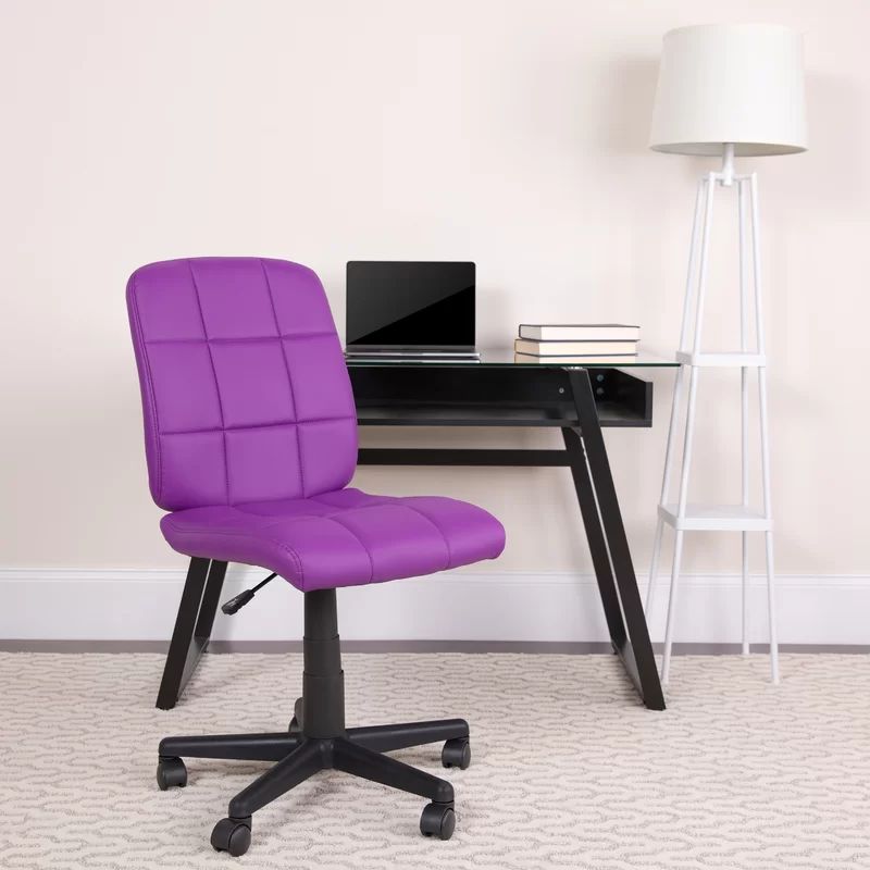 Violet Quilted Vinyl Armless Mid-Back Task Chair