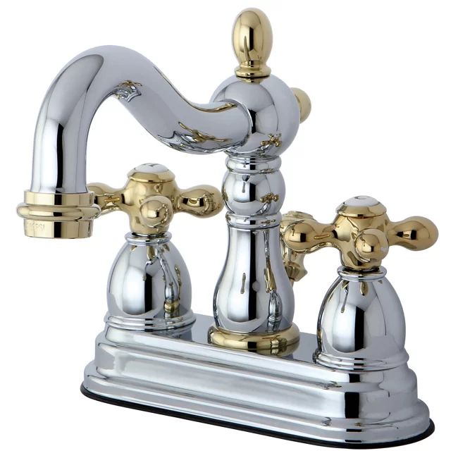 Elegant Heritage 4" Polished Chrome & Brass Bathroom Faucet