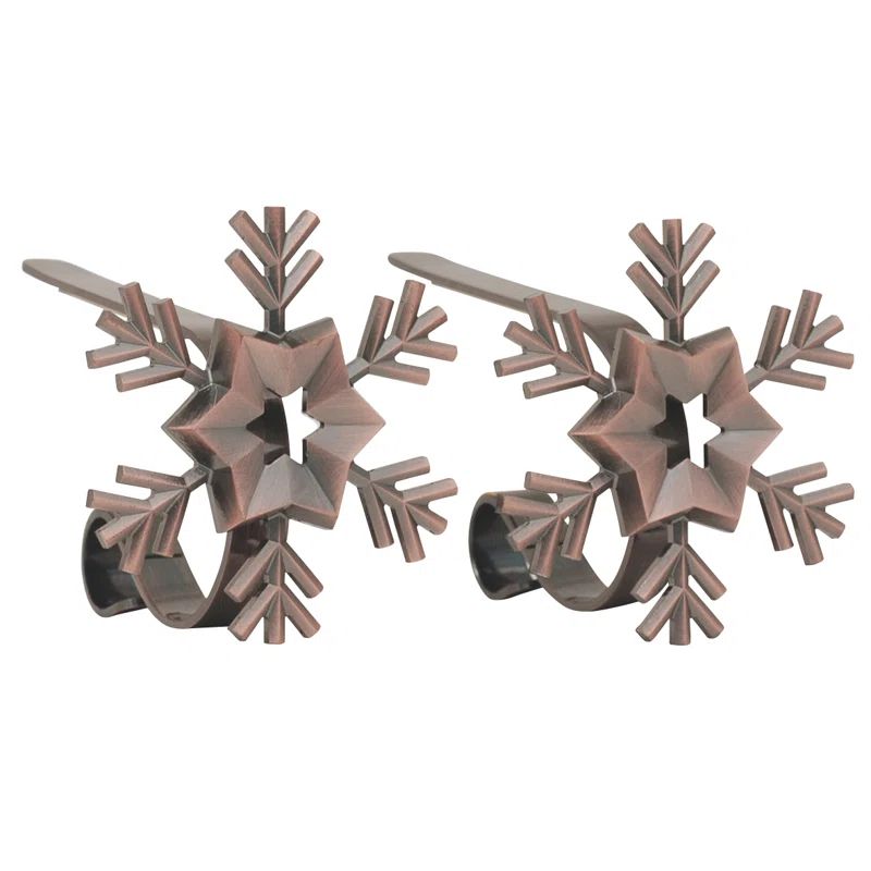 Oil-Rubbed Bronze Snowflake MantleClip Stocking Holders, 2-Pack