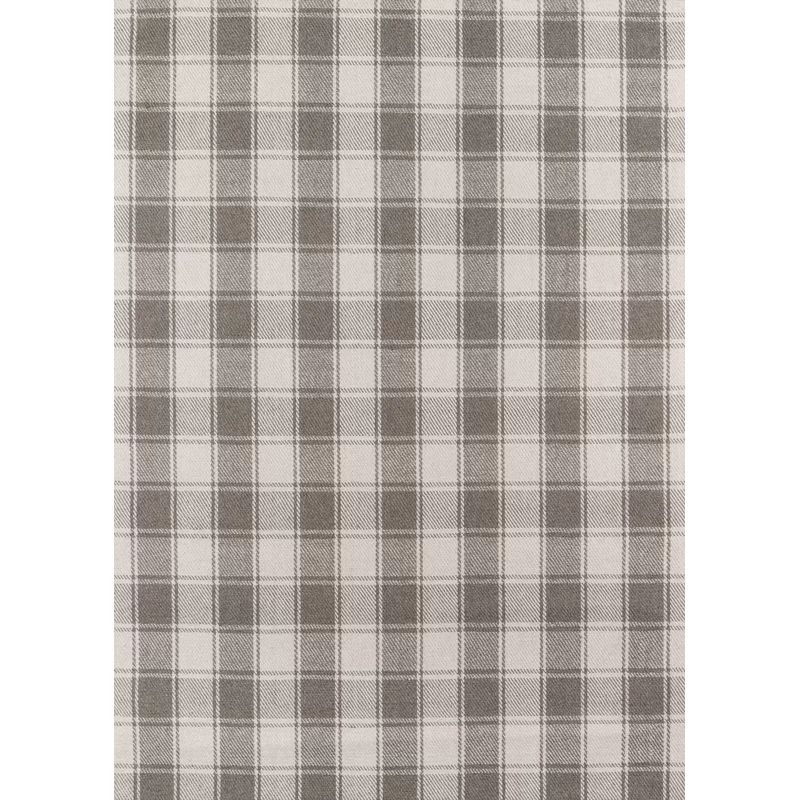 Rustic Gray Tartan Plaid 2'x3' Wool-Cotton Blend Accent Rug
