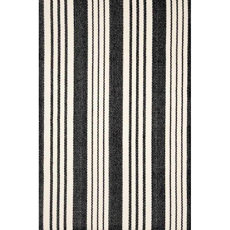 Handmade Black Stripe Synthetic Runner Rug 2'6" x 8'