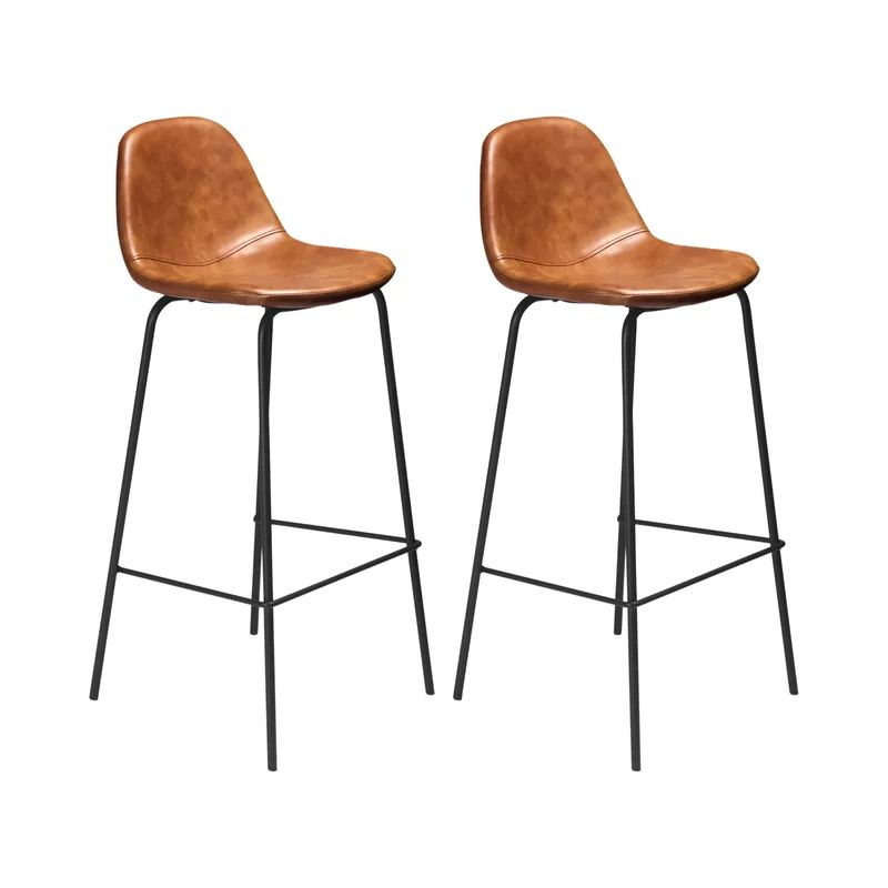 Maxine 30'' Black Matte Metal & Vegan Leather Barstool