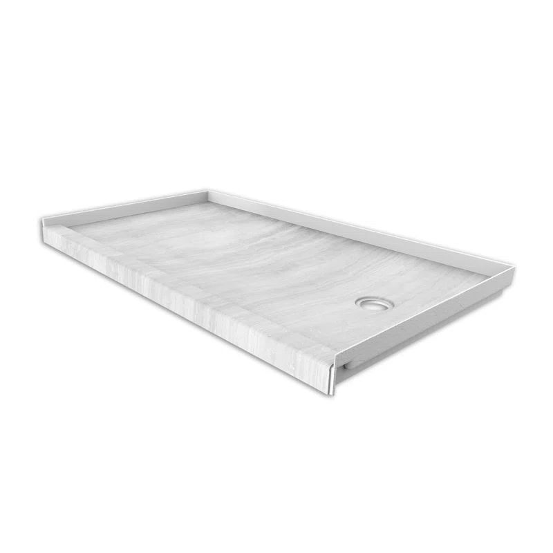 Silver Strata Composite Alcove Shower Base with Right-Hand Drain