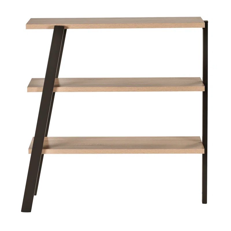 Mirella Sand Dune 3-Shelf Ladder Bookcase with Black Accents