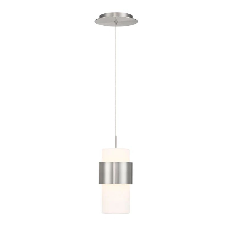 Brushed Nickel Glass LED Mini Pendant Light