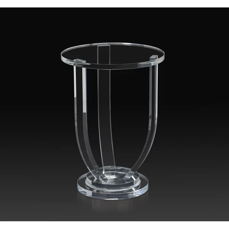Sleek Acrylic Round Side Table with Convex Base, 22 in