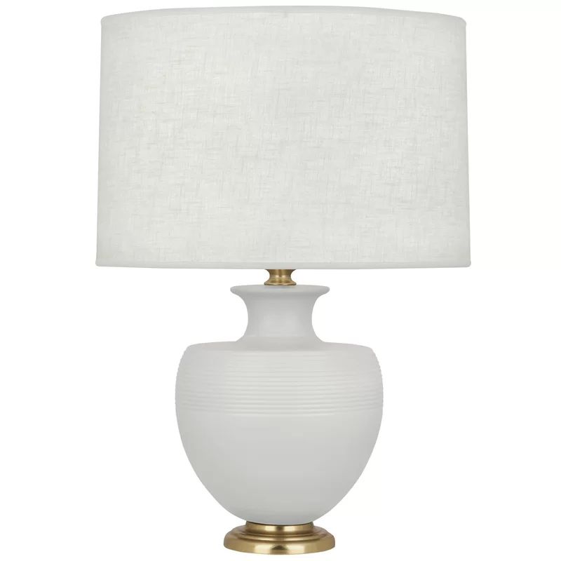 Atlas 25'' Bronze Edison Table Lamp with Oyster Linen Shade