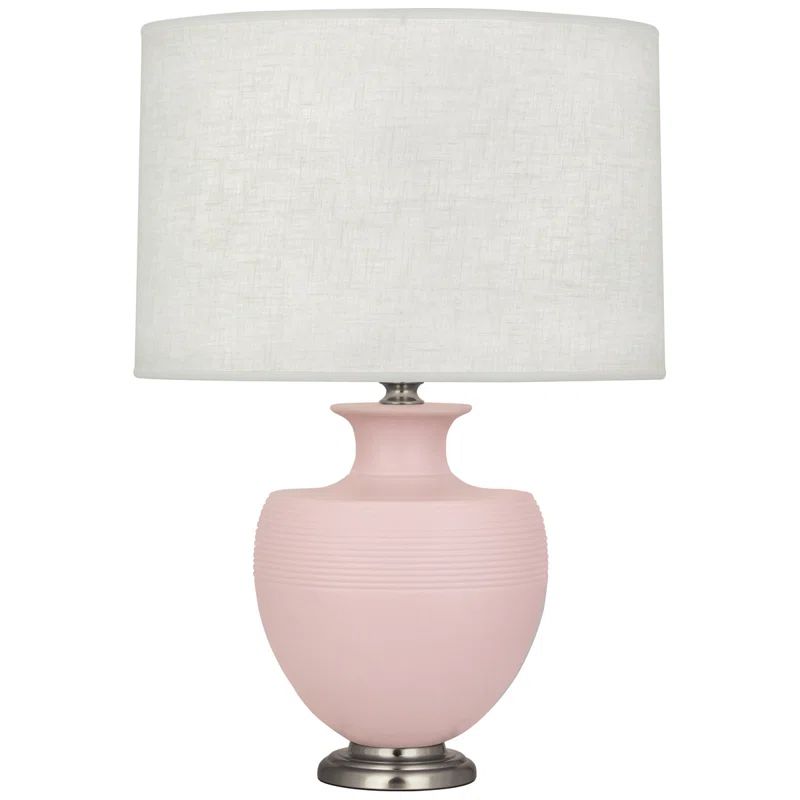 Atlas 25.25" Matte Woodrose Ceramic & Dark Antique Nickel Table Lamp