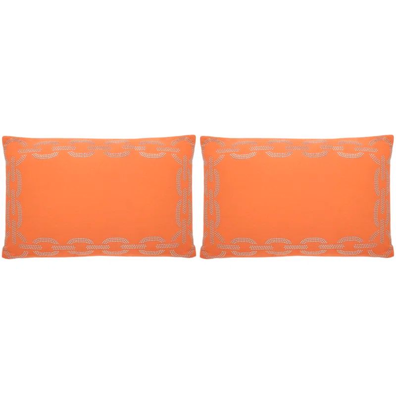 Orange Embroidered Rectangular Accent Pillow Set