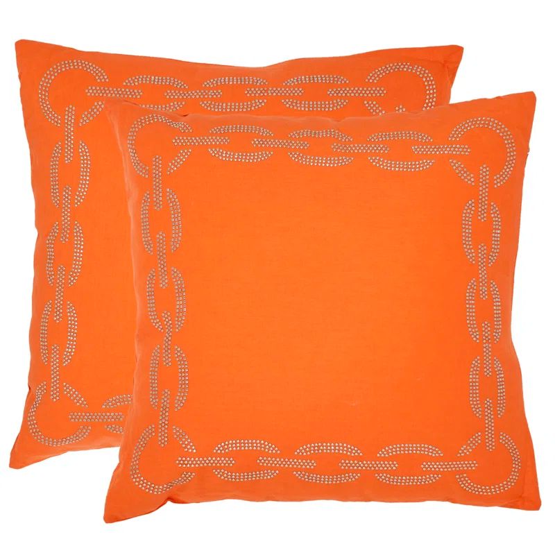 Safavieh Orange Embroidered Cotton Square Pillow Set