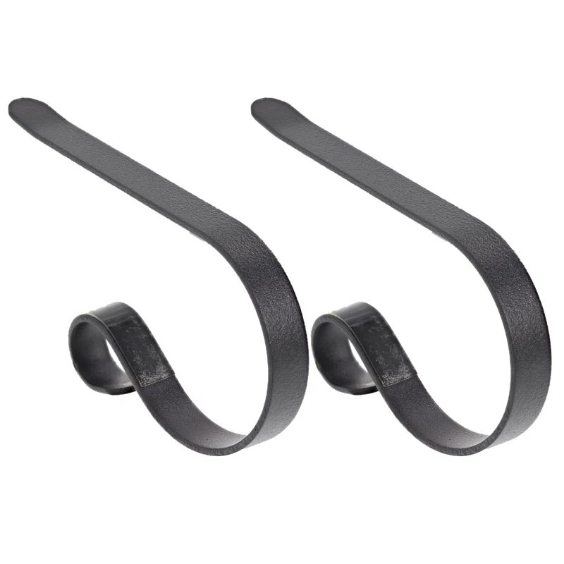 Matte Black Metal MantleClip Stocking Holder Set