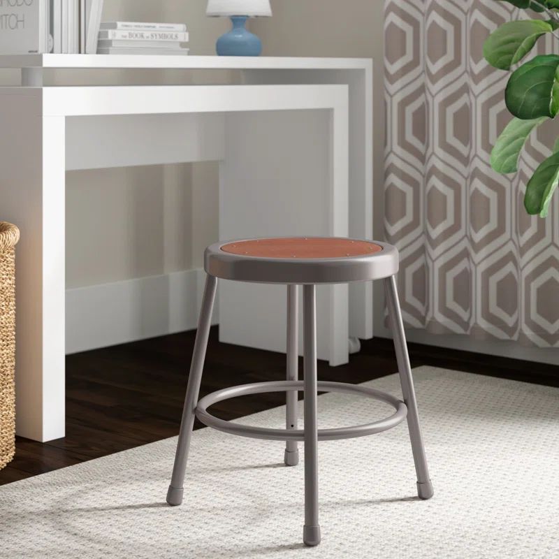 Robust Black Steel 18" Stool with Warp-Proof Masonite Seat