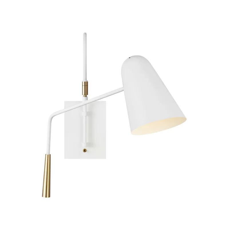 Simon 1-Light Dimmable Swing Arm Sconce in Matte White and Midnight Black