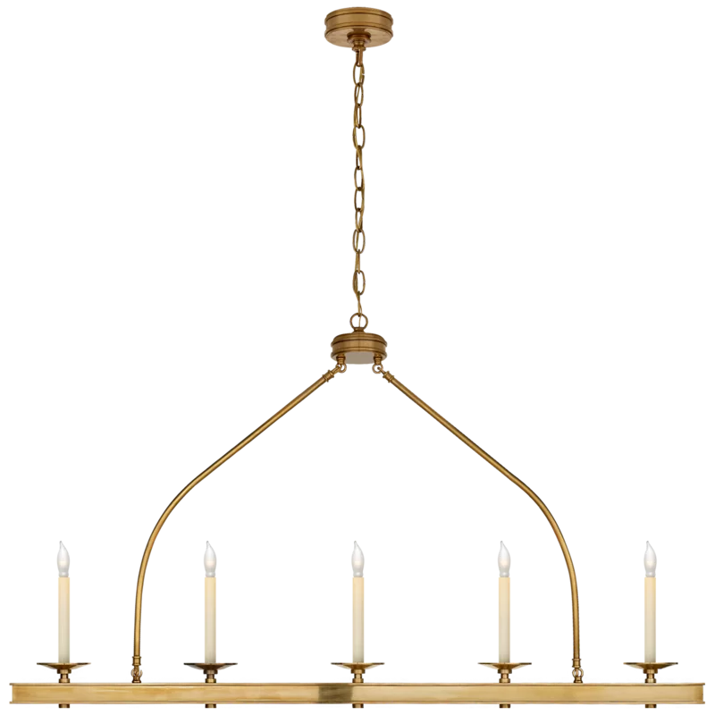 Launceton 5-Light Linear Island Pendant in Antique-Burnished Brass