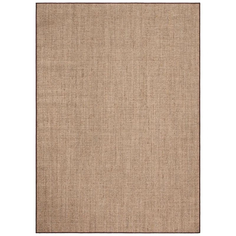 Handcrafted Light Brown Wool-Cotton Blend 8' x 10' Area Rug