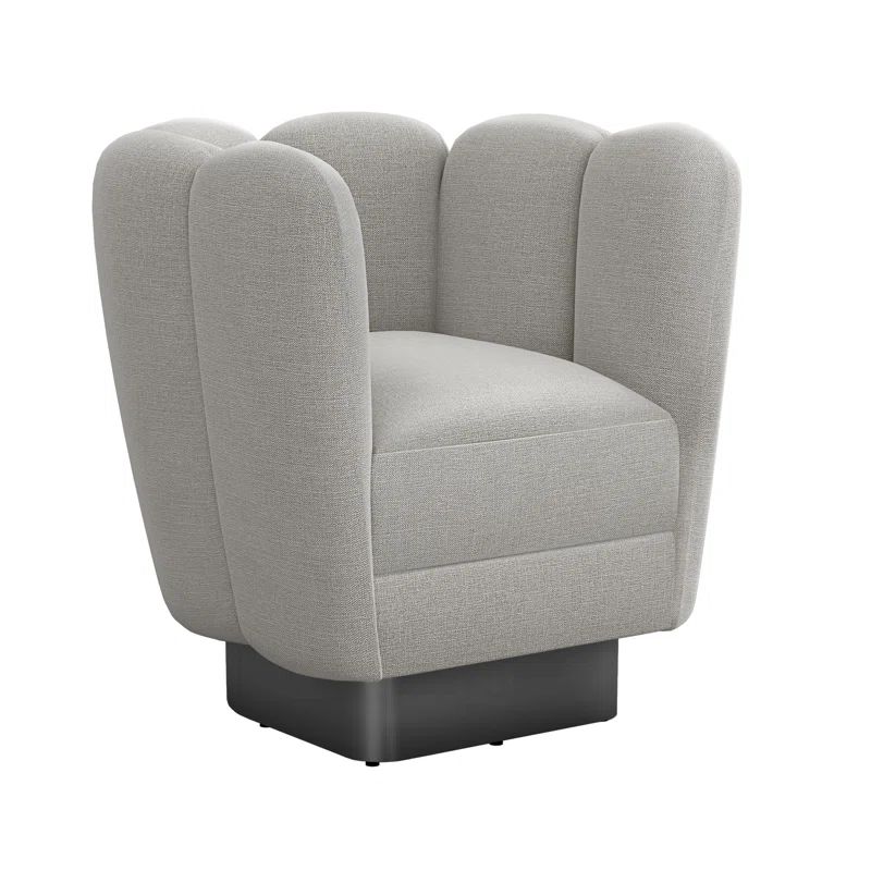 Pure Gray Swivel Barrel Chair with Gunmetal Base