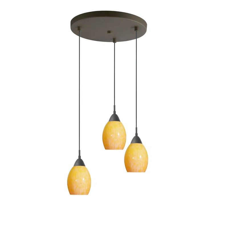 Contemporary Bronze Glass Cluster Pendant with Artistic Shades