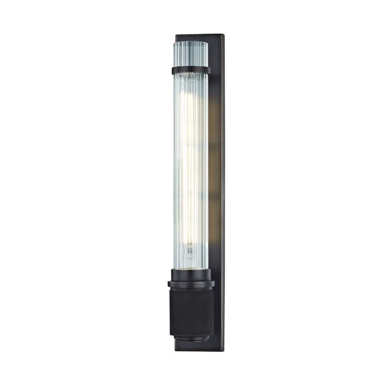 Old Bronze Fluted Glass Cylinder LED Wall Sconce