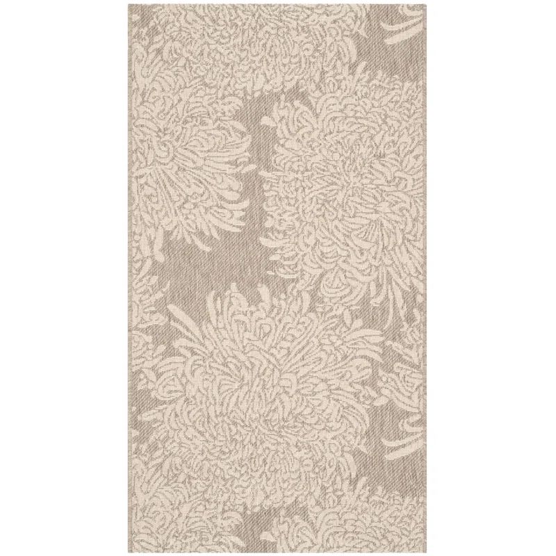 Handmade Light Beige Floral Rectangular Viscose Area Rug