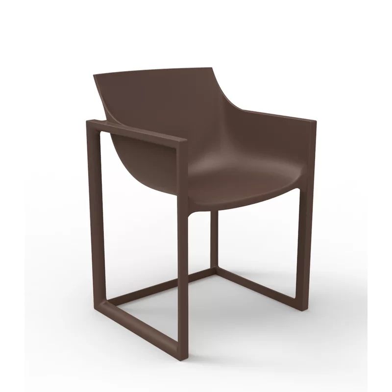 Bronze Polypropylene Outdoor Dining Armchair with Armrests