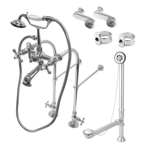 Polished Chrome Vintage Freestanding Clawfoot Tub Faucet Package
