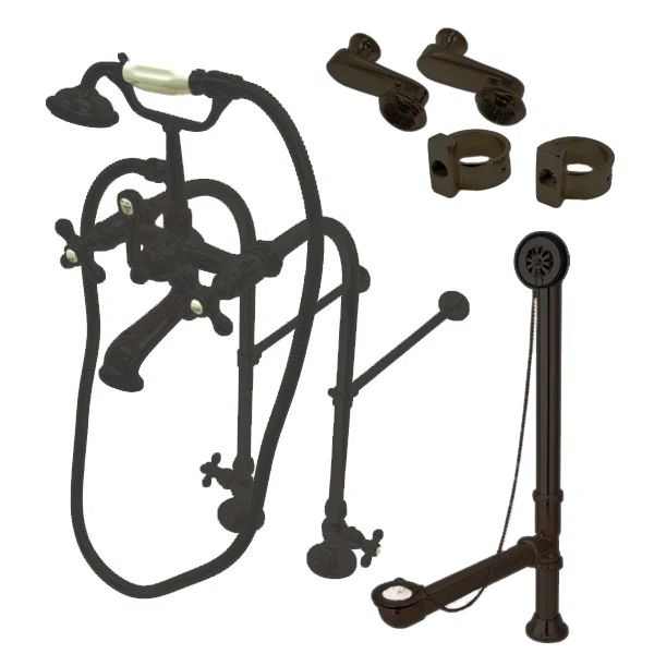 Vintage Oil Rubbed Bronze Freestanding Clawfoot Tub Faucet Package